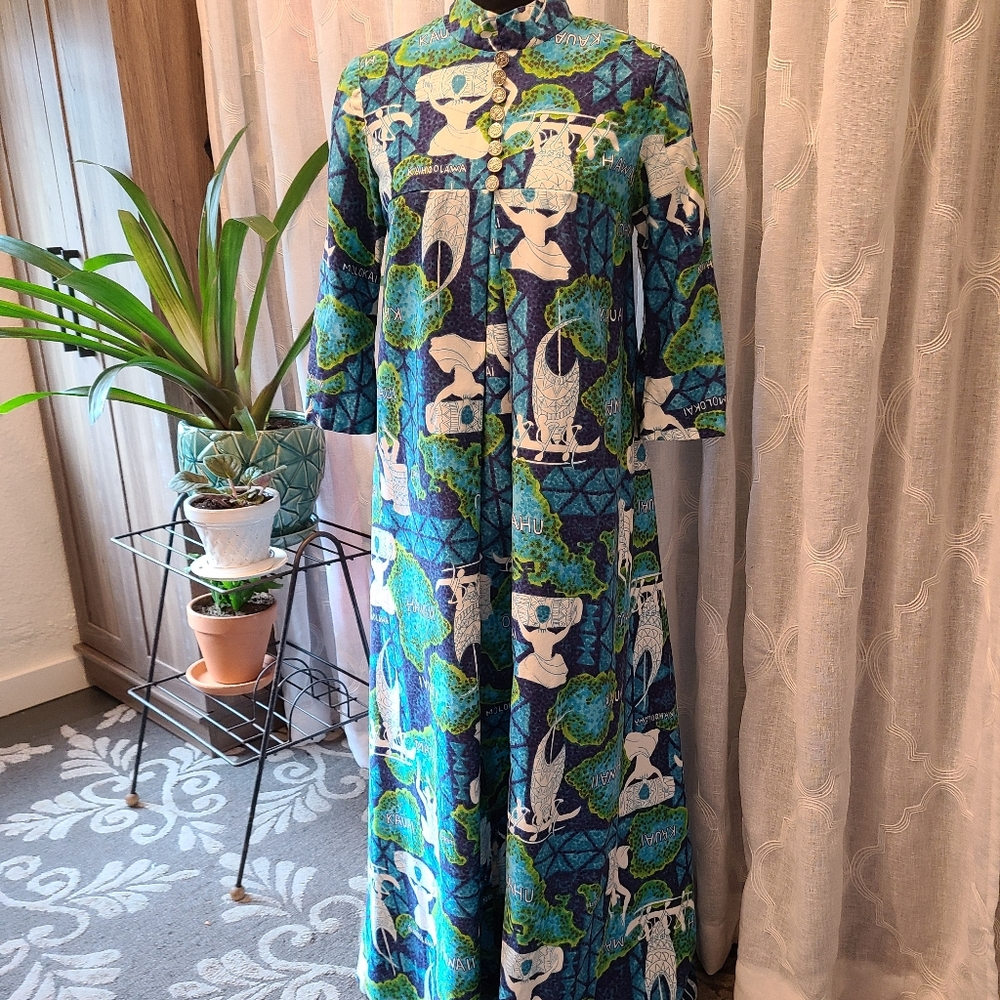 Vintage tiki aloha dress/caftan